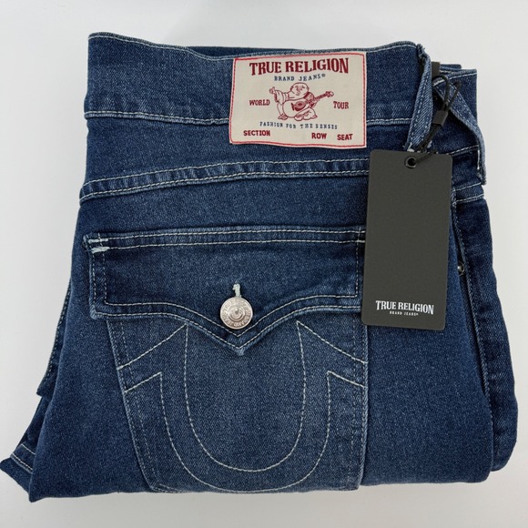 True Religion Ricky Relaxed Straight Leg Jeans Mens Size 36 Flap Pockets NEW - Picture 1 of 13